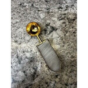 Gold Agate Handle Melon Baller Rare 6.5 Inch Crystal spoon